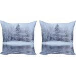 Abakuhaus Kissenbezüge Modern Accent Doppelseitiger Digitaldruck, (2 Stück), Weihnachten Winter Blizzard Wald
