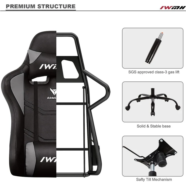 Gaming Stuhl Ergonomischer Computerstuhl Racing Stuhl mit Armlehnen – Bild 6