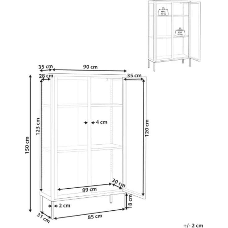 Vitrine mit Glastüren NASH Metall 90 cm Goldbraun – Bild 3