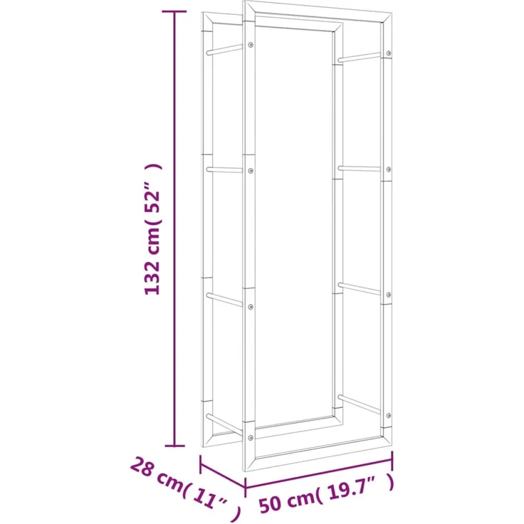 vidaXL Brennholzregal 50x28x132 cm Edelstahl 357861 – Bild 6