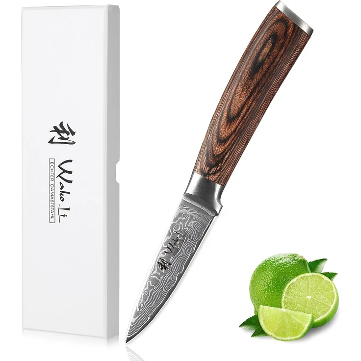 Wakoli Obstmesser EDIB Sakura Damast Officemesser Küchenmesser 8 cm Klinge, aus 67 Lagen Damaststahl, VG-10 Kern – Bild 1