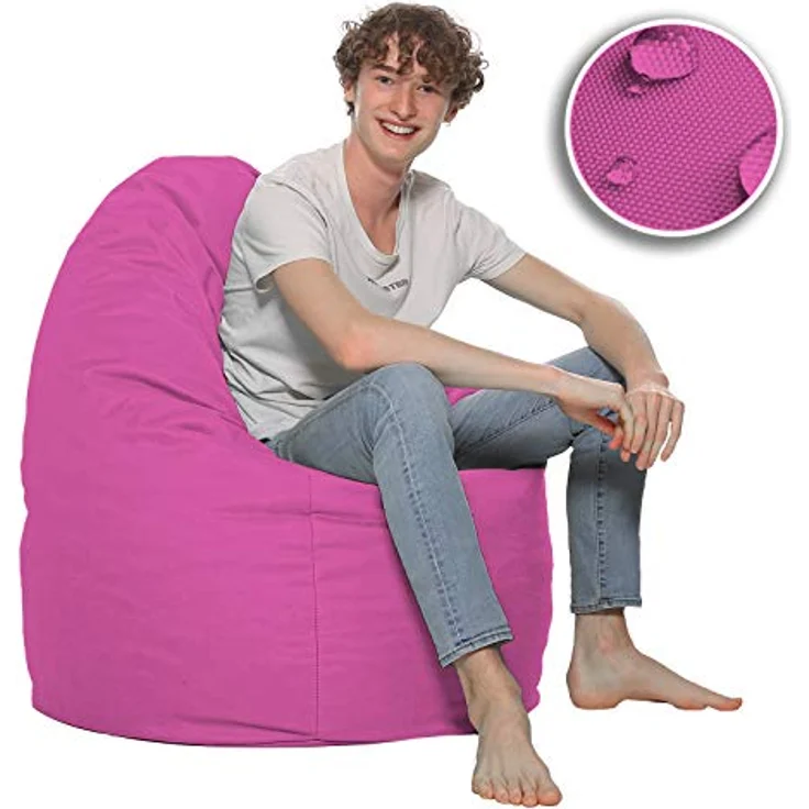 HomeIdeal - Sitzsack XXL Bodenkissen für Erwachsene & Kinder - Geeignet für Gaming oder Entspannen - Indoor wie Outdoor da er Wasserfest ist - mit EPS Perlen, Farbe:Rosa, Größe:XL – Bild 6