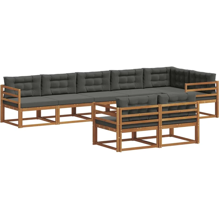 vidaXL Outdoor-Sofagarnitur 8 stk. 8-Sitzer Natur und Anthrazit 3367740 – Bild 2