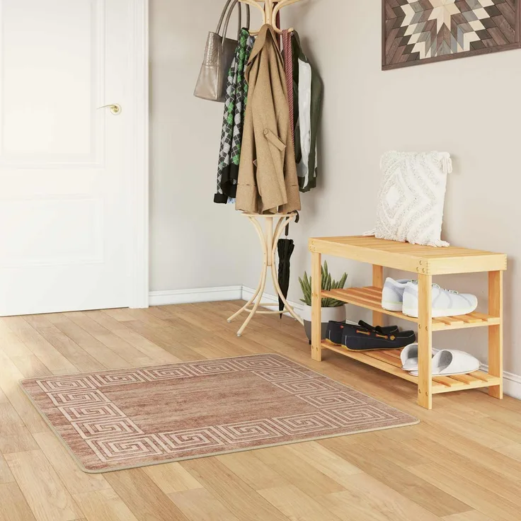 vidaXL Teppichläufer MARSA Weiß 100x100 cm Polyester und PVC 42023314