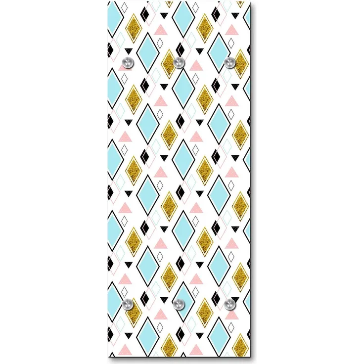 Queence Garderobe -"Peyo" Druck auf hochwertigem Arcylglas inkl. Edelstahlhaken und Aufhängung, Format: 50x120cm