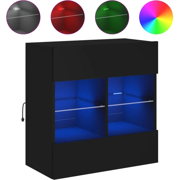 TV-Wandschrank, Fernsehschrank mit LED-Leuchten Schwarz 58,5x30x60,5 cm – Bild 2