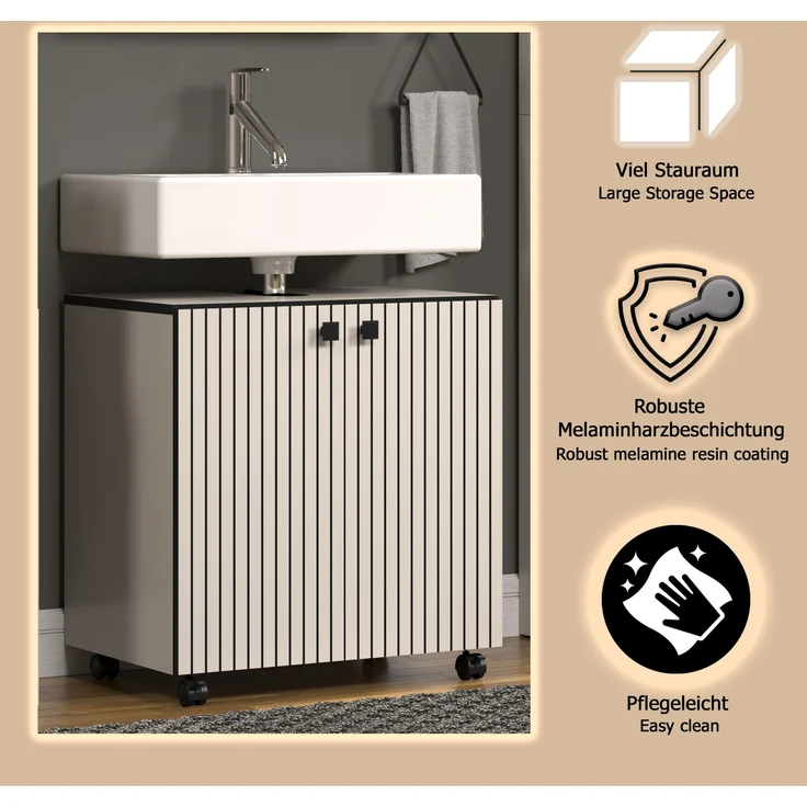 Waschbeckenunterschrank Bliss in grau 60 cm – Bild 8