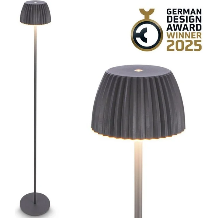 BRILONER - Riffle LED Stehlampe kabellos IP44 mit Touch, 19x124 cm, dimmbar, Memoryfunktion, Akku tauschbar, Akku Stehleuchte, Leselampe, Wohnzimmerlampe, German Design Award Winner 2025, Anthrazit – Bild 4
