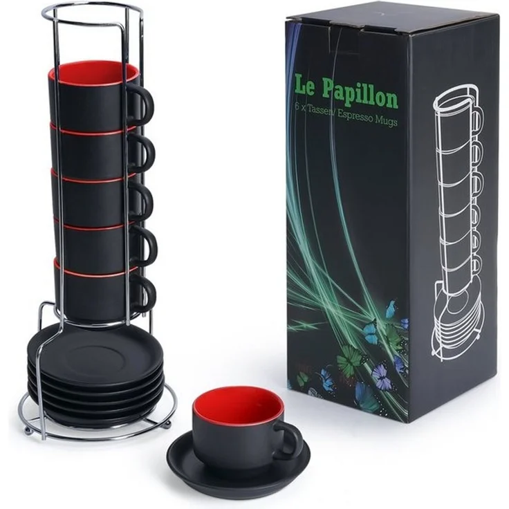 MiaMio Espressotasse Espressotassen Set Le Papillon Kollektion (6 x 75ml) – Bild 4