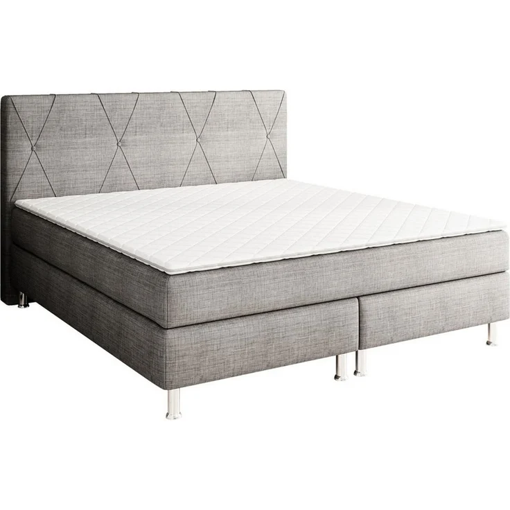 inter Boxspringbett Tokio mit 7 Zonen Taschenfederkernmatratzen inkl. Topper (180x200 cm, Anthrazit mit 7 Zonen Taschenfederkernmatratzen und Topper), Taschenfederkern-Komfort, gepolstertes Kopfteil, inklusive Matratzen – Bild 2