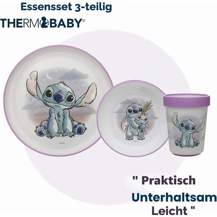 Disney Stitch Geschirrset – 3-teiliges Kinder-Set mit Anti-Rutsch-Boden – Bild 2