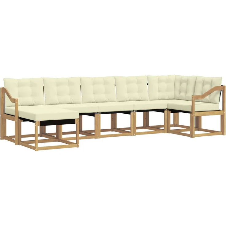 vidaXL Outdoor-Sofagarnitur 7 stk. 7-Sitzer Weiß und Creme 3389700 – Bild 2