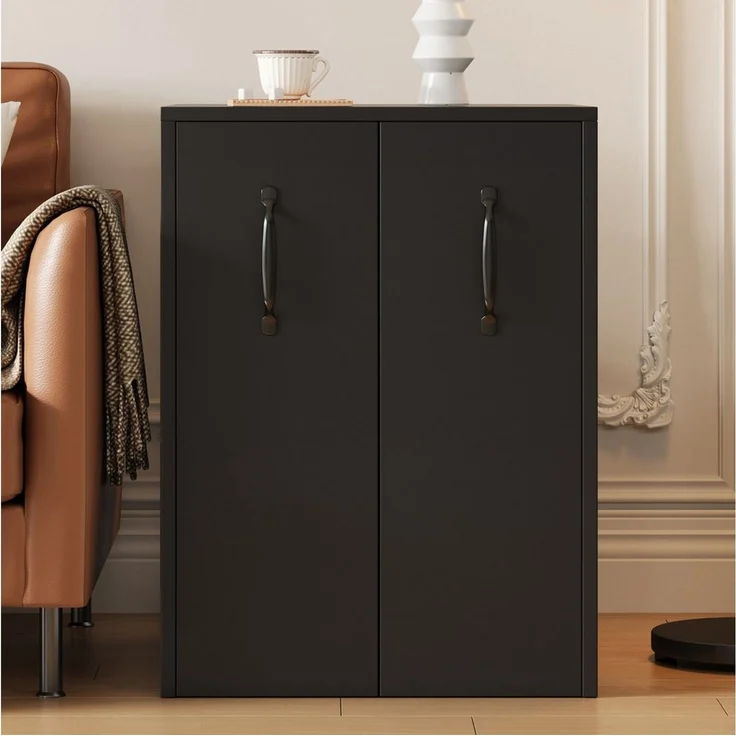 Celya Aktenschrank Aktenschrank auf Rollen 52x50x75 cm, mit Fächern und Schubladen (Sofa-Beistellschrank, Nachttisch, Einzelschrank voll ausziehbar, mit Absturzsicherung) Aktenschrank aus Holz, links-rechts tauschbar,Schwarz – Bild 4