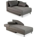Récamiere-Schlafsofa Federkern Couch Liege Gästebett mit Bettkasten in Grau