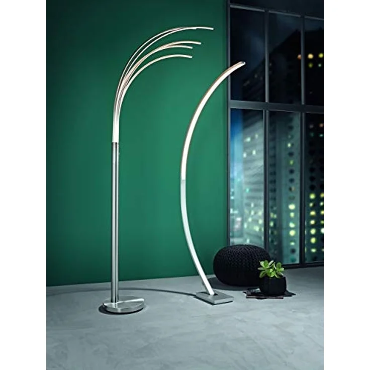 casa NOVA LED Bogenlampe Stehleuchte ECLIPSE, 5-flammig, H 200 cm, Metall, Dimmfunktion, LED fest integriert, Warmweiß, Silbergrau, Kunststoff, Touchsensor – Bild 5