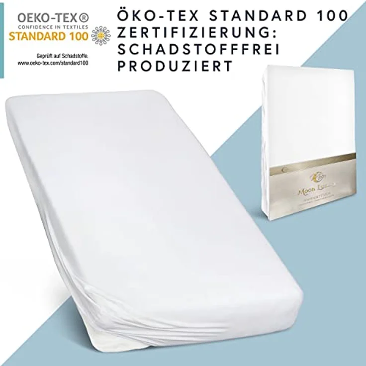 MOON Heimtextilien Spannbettlaken MOON-Luxury Spannbettlaken Jersey Stretch 230g/m², 97% Mako-Baumwolle 3% Elastan – Bild 4