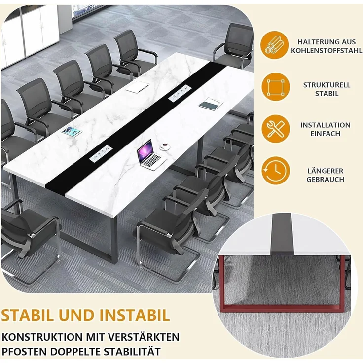 Konferenztisch Kabelmanagement Kabeldurchführung Meeting D 460*80*74cm – Bild 6