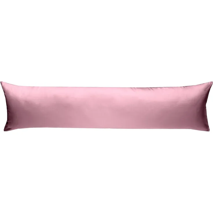 Mako Satin Seitenschläferkissen Bezug uni / einfarbig rosa 40x200 cm