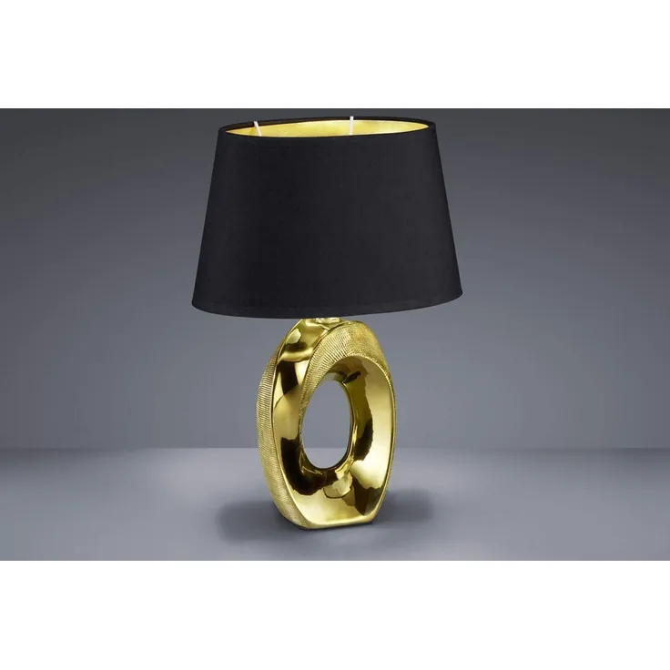 Design Tischleuchte, Keramik, gold-schwarz, H 33 cm, TABA