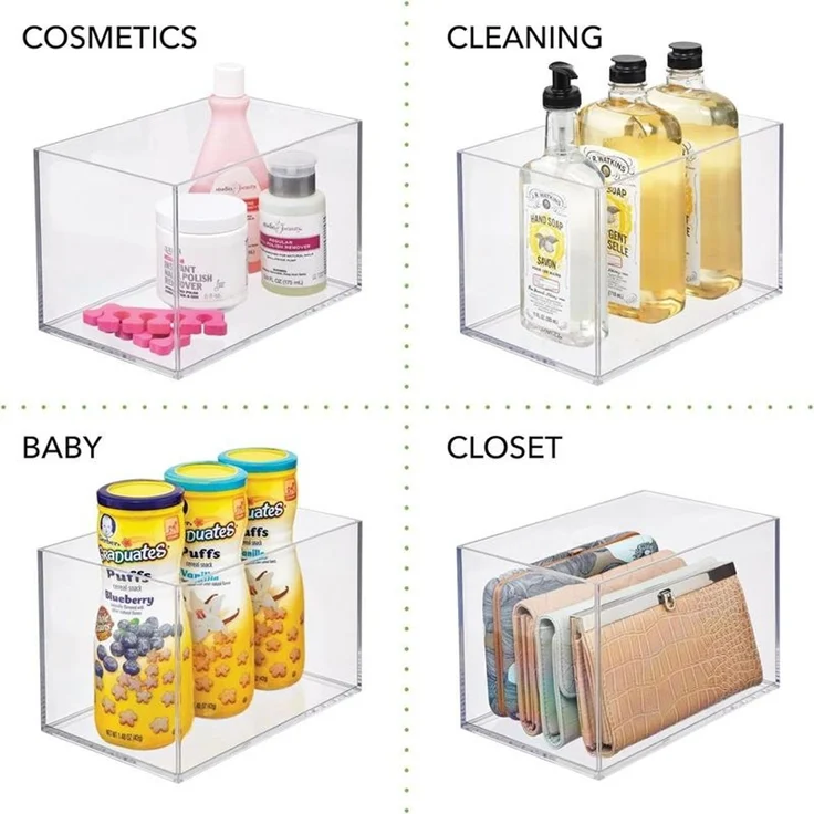 mDesign Schreibtisch Organizer Aufbewahrung Ablage stapelbar 3er-Set Transparent – Bild 6