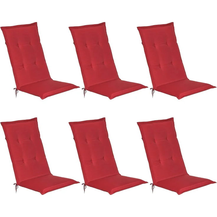 6er Set Beautissu Hochlehner Auflage Loft HL 120 x 50 x 6 cm Rot – Bild 1