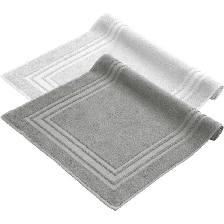 Komfortec Badvorleger Set 2 Teilig, Frottee Duschvorleger, Waschbar Duschmatte & Badteppich, 600 g/m² &100% Baumwolle, Saugfähig & Schnelltrocknend, 50x70 cm, Silber Grau/Weiß – Bild 4