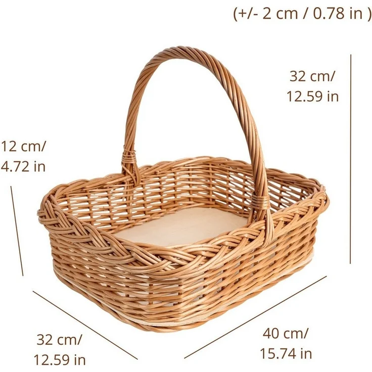 Creative Home Tablett Weidentablett Korbtablett mit Henkel, Boden aus unbehandeltem – Bild 2