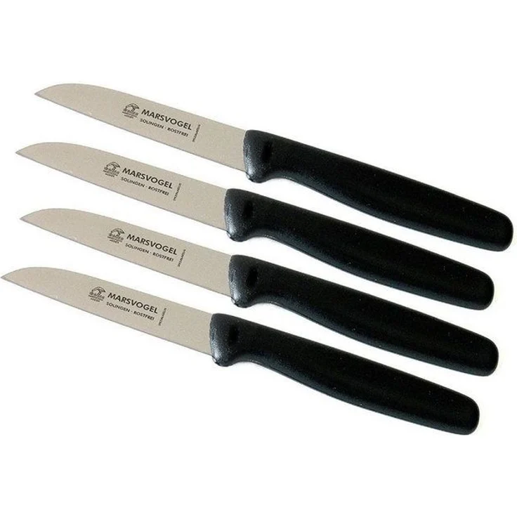 Marsvogel | Schälmesser Set | 4 Stück | gerade Klinge | ergonomischer PP Griff in Schwarz | Solingen Qualität – Bild 2