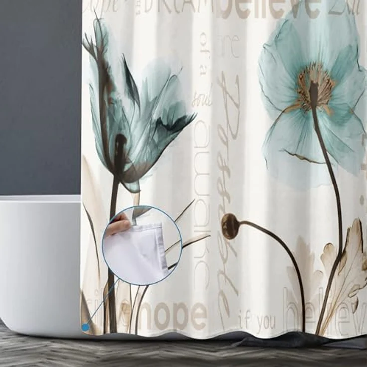 M&W DAS DESIGN Duschvorhang 180x200 Shower curtains Anti schimmel Waschbar Badezimmer gardinen – Bild 8