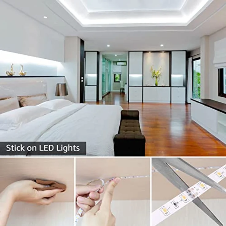 Lepro LED Strip Kaltweiß 5M, 12V Selbstklebend mit 300 x 2835 LEDs, 6000K 2300 Lumen Dimmbar, DIY Lichtband für Innen Heimküche Deko, ohne Netzteil – Bild 3