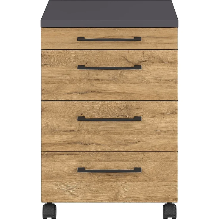 Germania GW-PROFI 3.0 Rollcontainer 4251, Graphit/Grandson-Eiche-Nb, 42 x 61 x 49 cm (BxHxT) – Bild 2