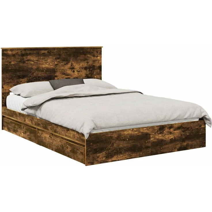 vidaXL Aufbewahrungsbett Geräucherte Eiche 135 x 190 cm Holzwerkstoff 3411219 – Bild 1