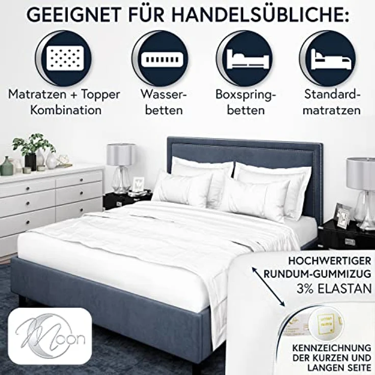 MOON Heimtextilien Spannbettlaken MOON-Luxury Spannbettlaken Jersey Stretch 230g/m², 97% Mako-Baumwolle 3% Elastan – Bild 7