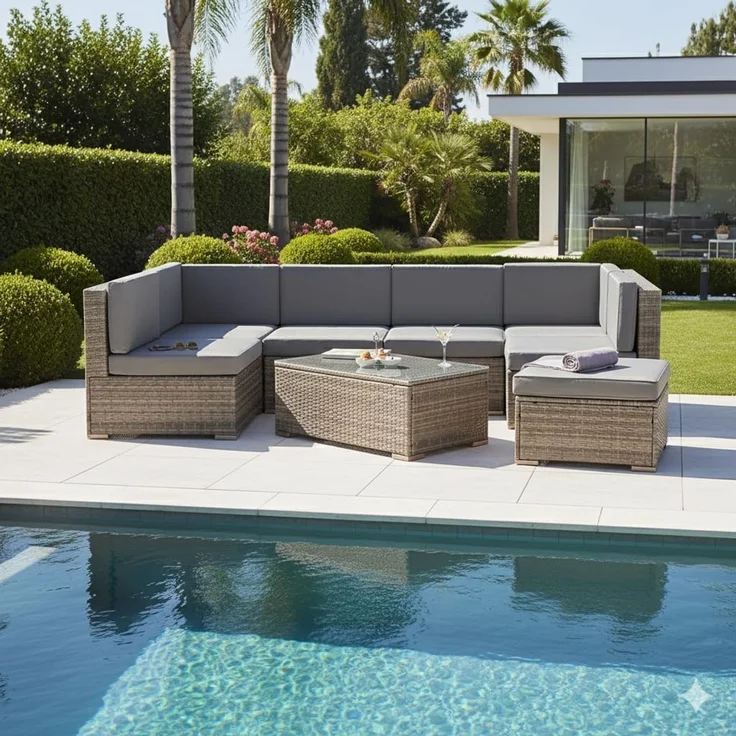 Sitzgruppe Gartenmöbel Lounge Sitzgarnitur Rattan Gartenset Sitzgruppe Terrasse – Bild 1