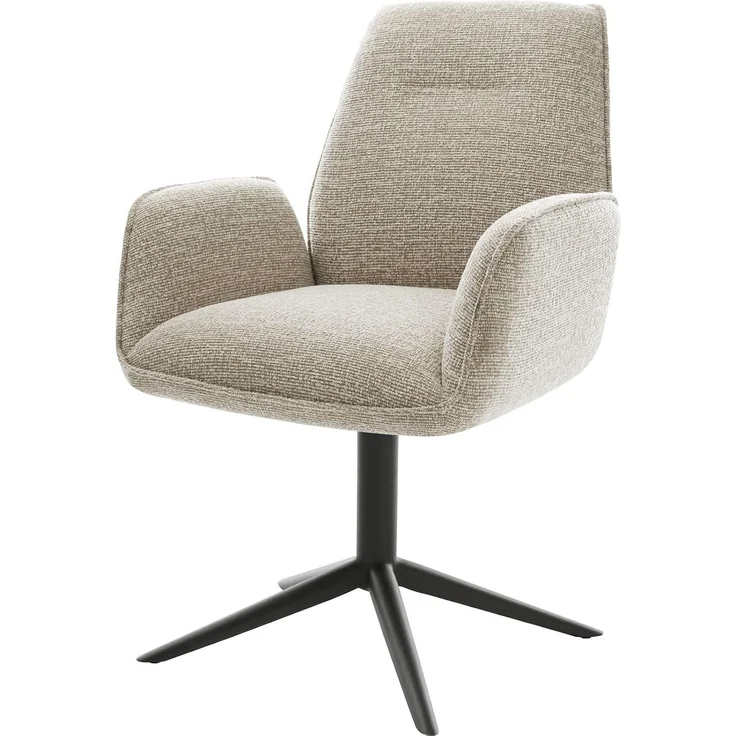 Drehstuhl Zoa-Flex Webstoff Soft Beige Fußkreuz Schwarz 360° drehbar Wippfunktion Taschenfederkern – Bild 1