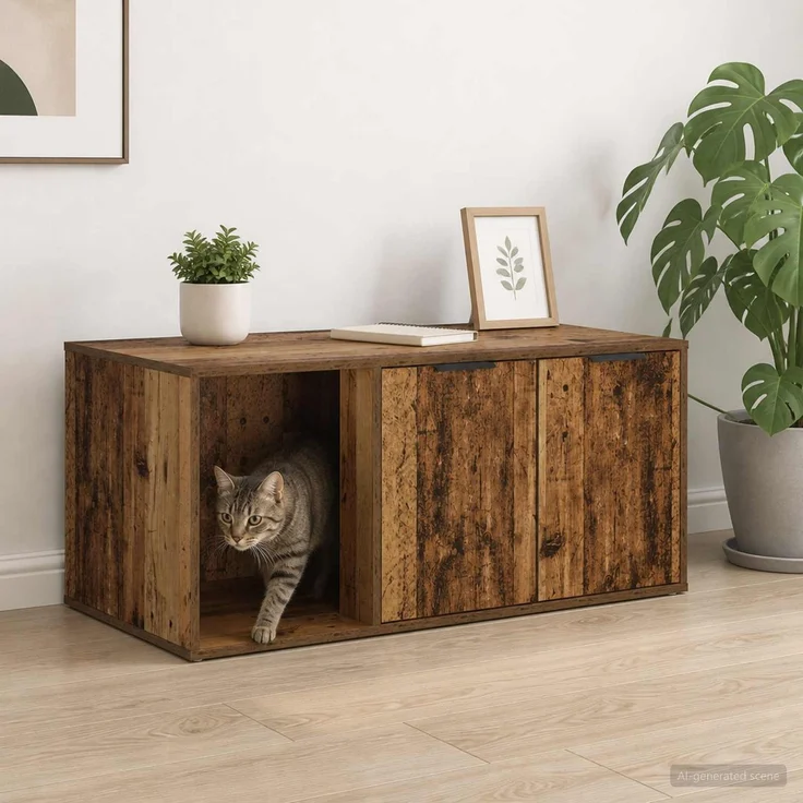 vidaXL Katzenkiste Möbel Altholz 100 x 49 x 45 cm Holzwerkstoff 8014757 – Bild 1