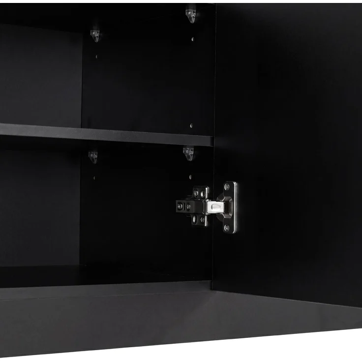 DESVIAE Garderobenschrank mit LED-Beleuchtung und Spiegel 100x180x35 cm MDF Schwarz – Bild 9