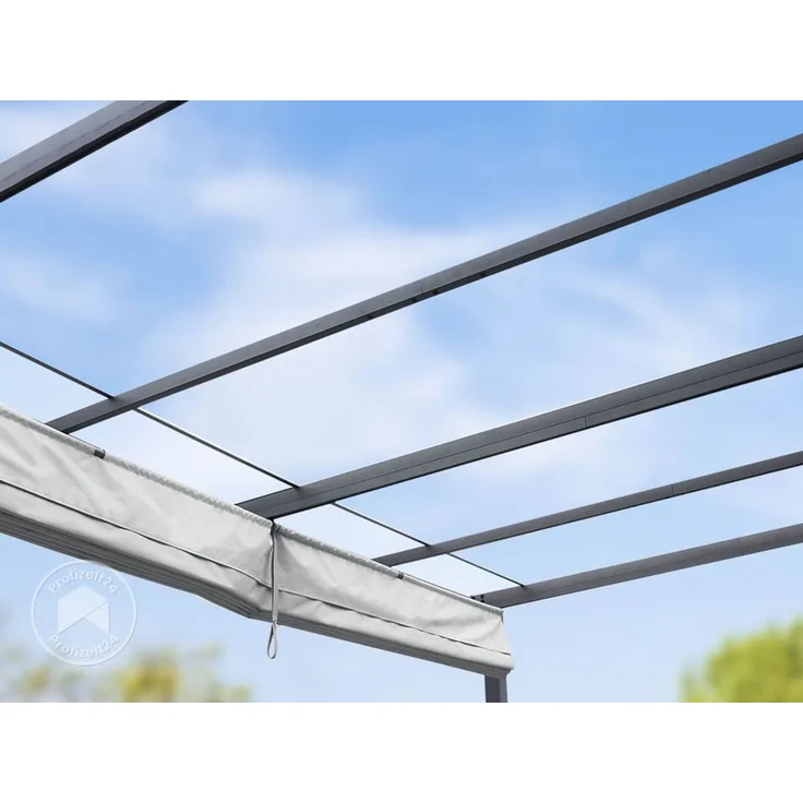 PRIMEYARD Pergola 3x4 m Terrassenüberdachung mit grauem Schiebedach Stahlrahmen – Bild 7