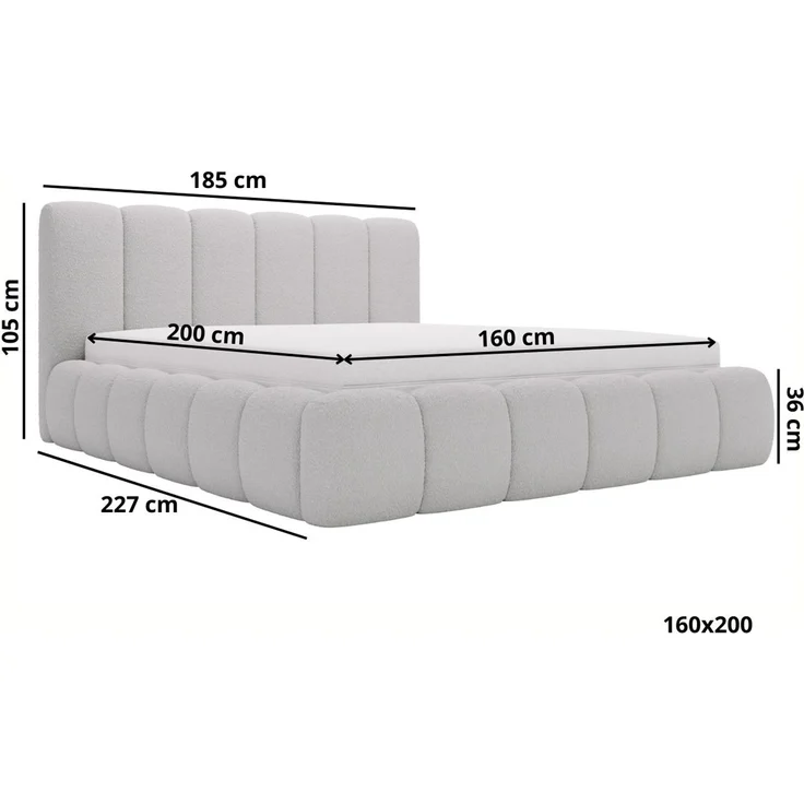 GRAINGOLD Cloud Bett 160x200, Polsterbett mit Bettkasten, Bouclé-Stoff, mit Kopfteil, Braun – Bild 8
