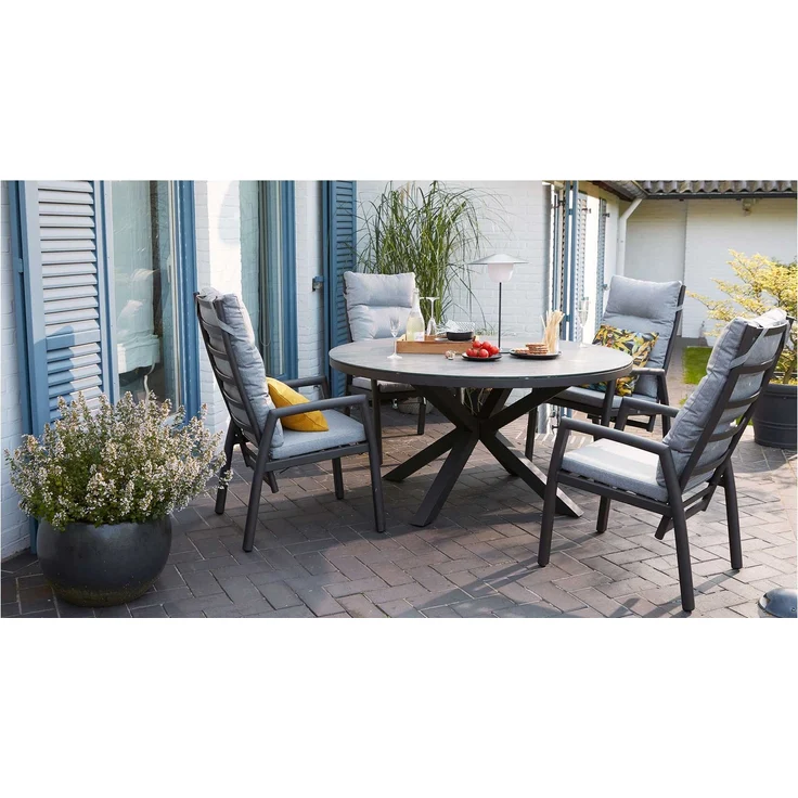 Gartentisch Nizza / Komido / Bondino, Glas, Grau, Schwarz, 150 x 74 x 150 cm – Bild 2