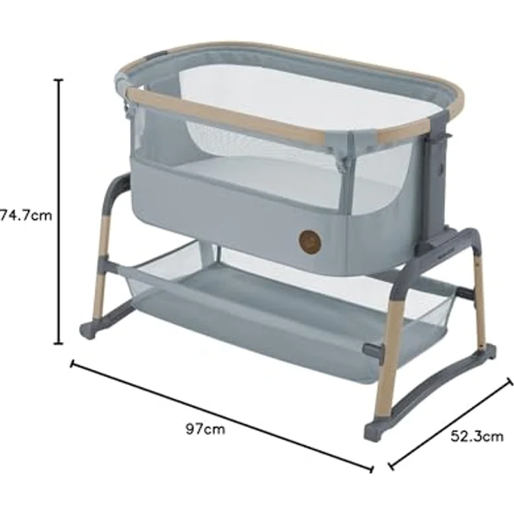 Maxi-Cosi Iora Air Beistellbett, Zustellbett, atmungsaktives Netzgewebe, Höhenverstellbar, Wiege mit Matratze, Geeignet ab Geburt, 0 Monate bis 9 kg, Beyond Grey – Bild 11