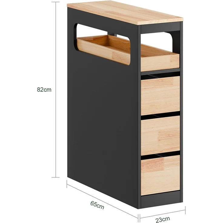 SoBuy BZR54-II-SCH Badunterschrank, MDF, Lackiert, Schwarz, 23 x 82 x 65 cm – Bild 3