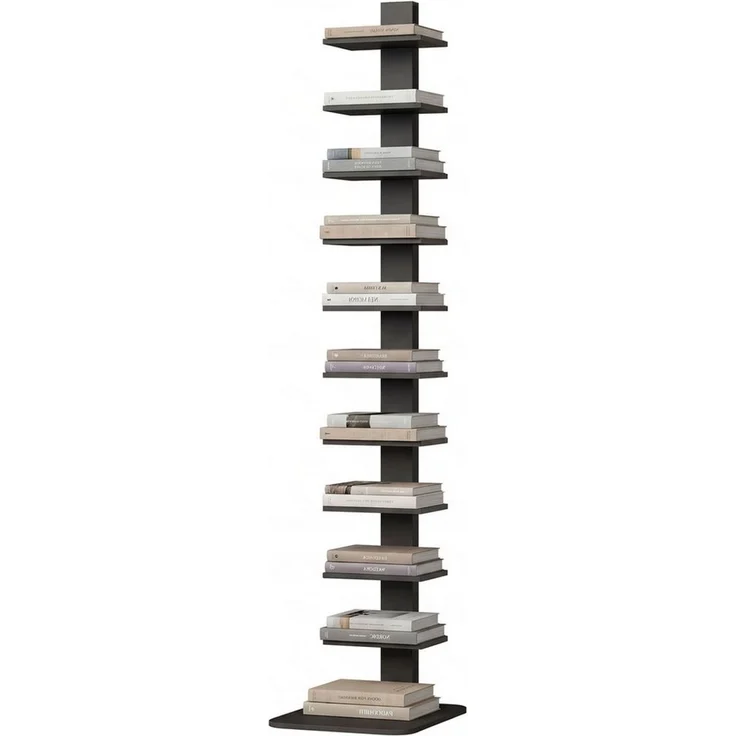 MC Star Bücherregal Modernes, 11-stöckiges Hochregal im Industrial-Stil, platzsparend, 34,5 x 41,5 x 163,5 cm, Schwarz – Bild 2