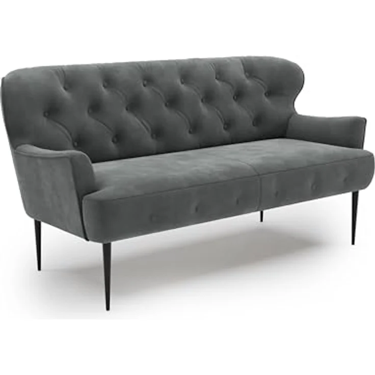 CAVADORE 2,5-Sitzer Küchensofa Amba, Trendige Sitzbank für Küche oder Esszimmer / 173 x 97 x 87 / Hochwertiges Mikrofaser: Grau – Bild 2