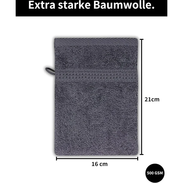 Hometex Premium Textiles Waschhandschuh in Premium Qualität 500 g/m², Feinster Frottier-Stoff 100% Baumwolle, (10er Set), weich, saugfähig, extra schwer & flauschig - TEST BILD TOP MARKE 2025 – Bild 5