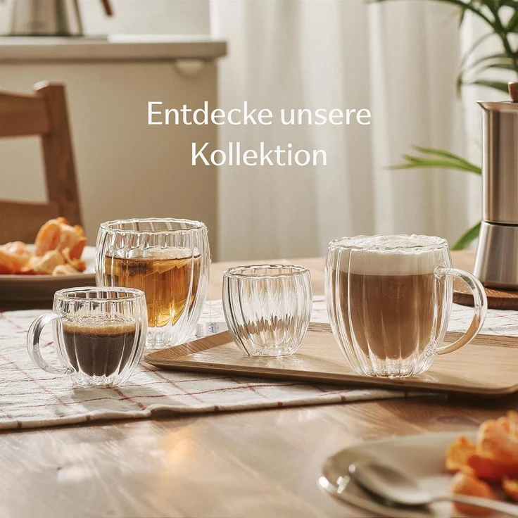Cosumy Gläser-Set Doppelwandige Cappuccino Gläser 230ml, 4-tlg, Borosilikatglas, Spülmaschinenfest – Bild 7