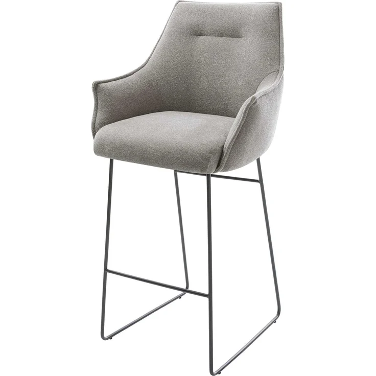 Barstuhl Alja-Flex Strukturstoff Soft Grau Kufengestell Metall Schwarz Taschenfederkern – Bild 1