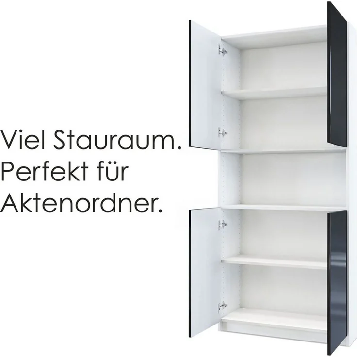 InnoFurn Aktenschrank Elona M2 Büroschrank (Ordnerschrank, Schrank für Büro, Home Office (82 x 184 x 37 cm) Aufbewahrungschrank mit Soft-Close & Push-to-Open – Bild 4