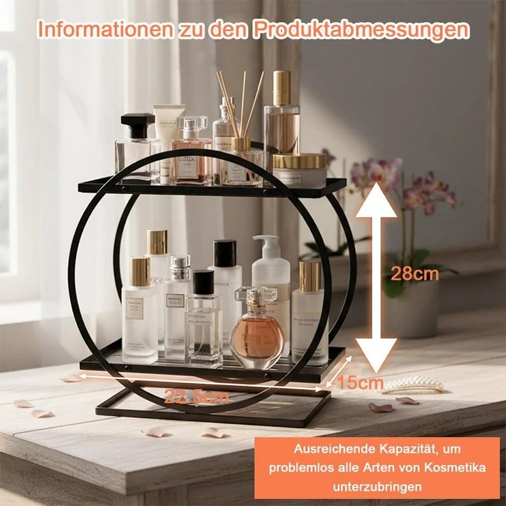 TUWENA Make-Up Organizer Makeup Organizer, 2 Stöckiger Kosmetik Aufbewahrungskorb – Bild 2