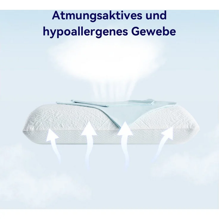 Elemuse Nackenstützkissen Kopfkissen Gelschaumkopfkissen 13cm Höhe, Füllung: Gel Memory Schaum, Kopfkissenkern und Kopfkissenbezug, Doppelte Bezüge: Polymer-Eisseide, Orthopädisch, Kühlend, OEKO-TEX® – Bild 3